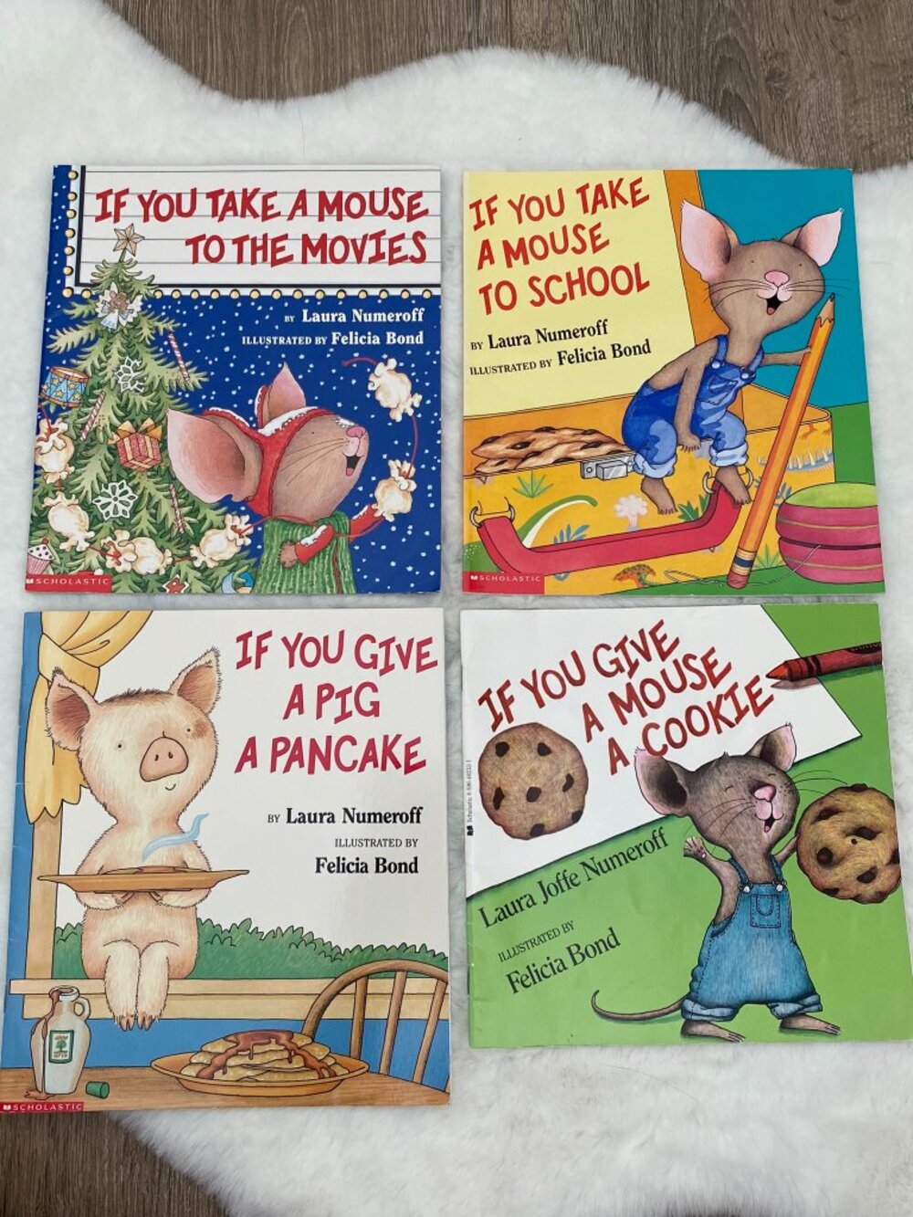 Set of 4 If You Give a Mouse a Cookie Series Books